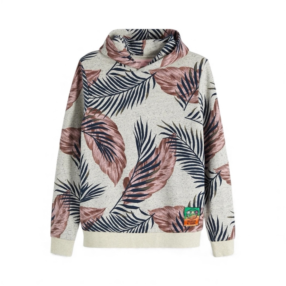 SCOTCH & SODA Leaf Print Hooded Sweatshirt